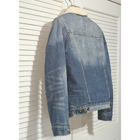 Goodfellow & Co Men's Sanford Wash Sherpa Lined Denim Trucker Jacket Sz S 2897 - Picture 3 of 13